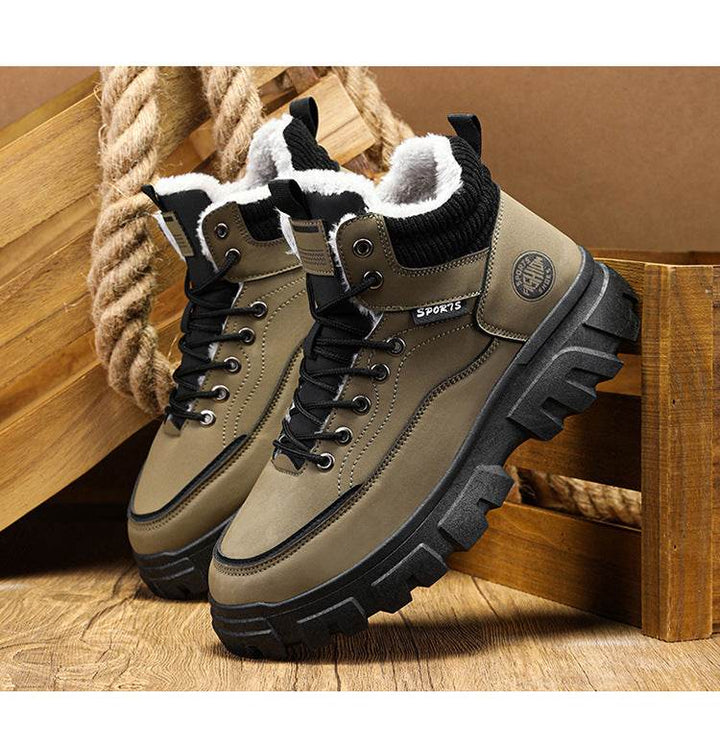 Men's winter suede high top Martin boots men's workwear shoes trendy and versatile thick sole - Faithacle