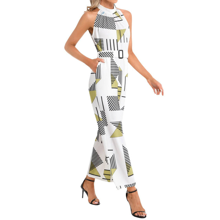 Women's Halter Neck Buckle Belted Jumpsuit - Faithacle