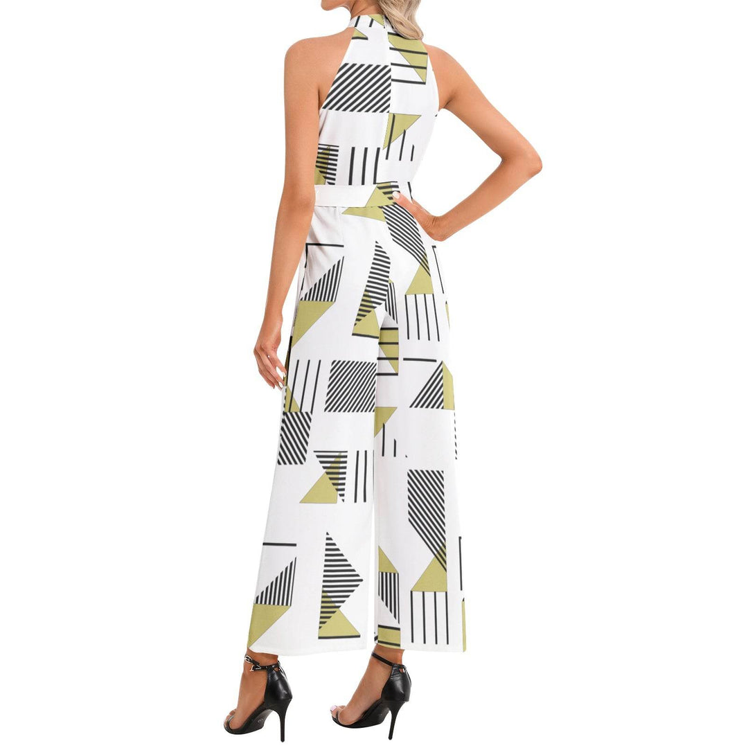 Women's Halter Neck Buckle Belted Jumpsuit - Faithacle