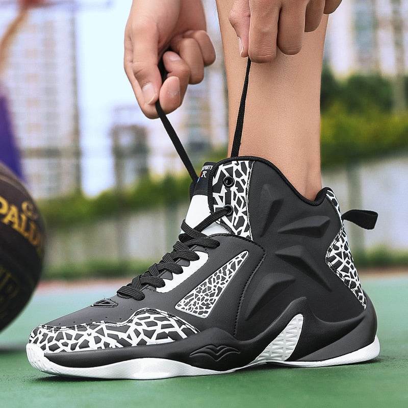 Fashion Leather Basketball Shoes Men Comfortable Casual Sports Trainers Non-slip Wear-resisitant - Faithacle