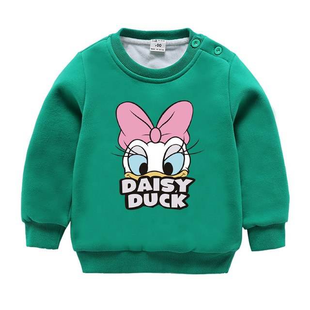 Jargazol Baby Girl Clothes Autumn Winter Fleece Sweatshirt Cartoon Duck Printed Todder Boy Tops Children Cotton Kids Shirt - Faithacle