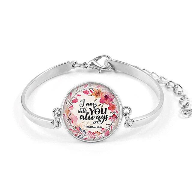 Handmade Bible Verse Bracelet Art Glass Dome Charms Bracelet Scripture Quote Jewelry Christian Party Favor Gifts - Faithacle