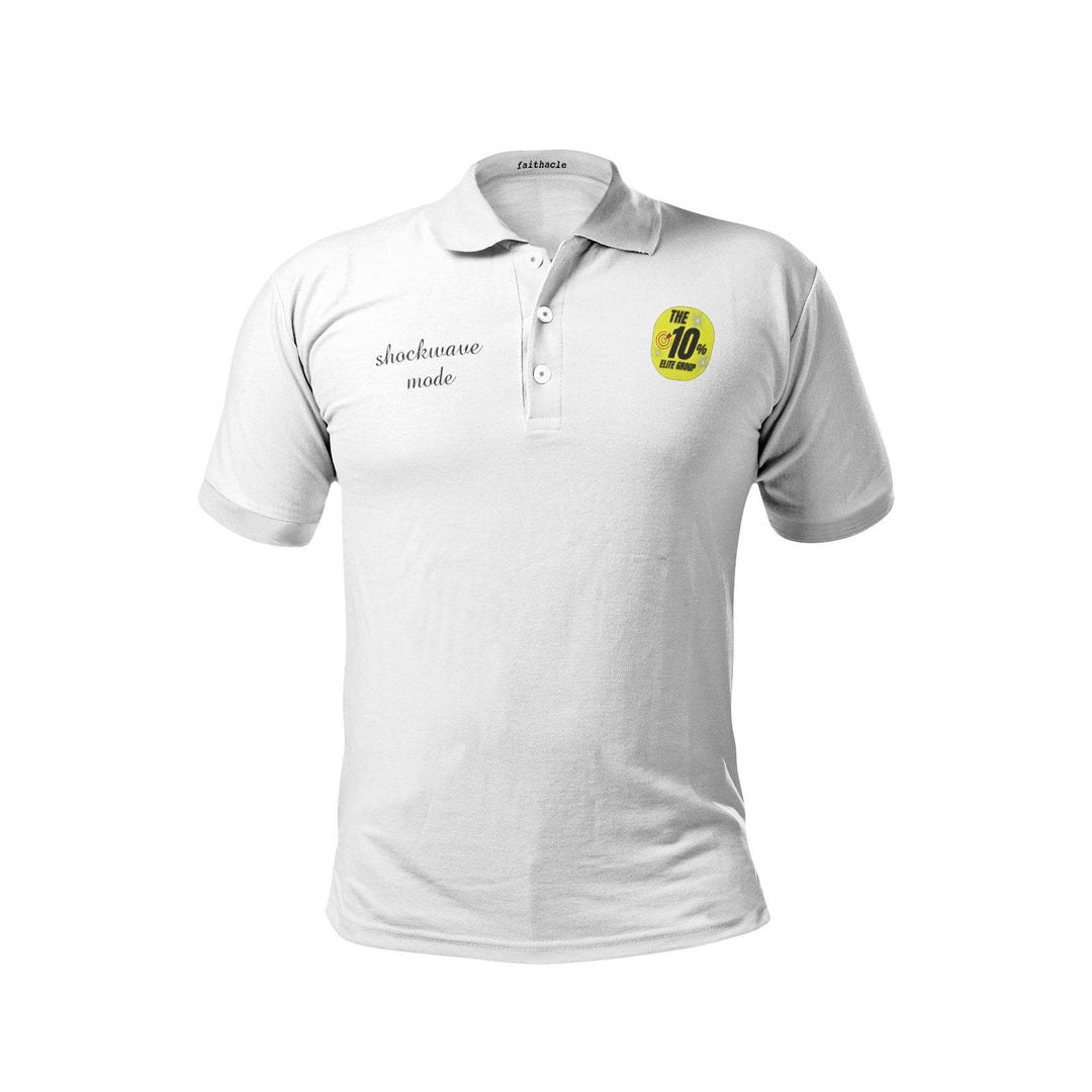 10% Elite group - Men's Shockwave White Polo Shirts - Faithacle