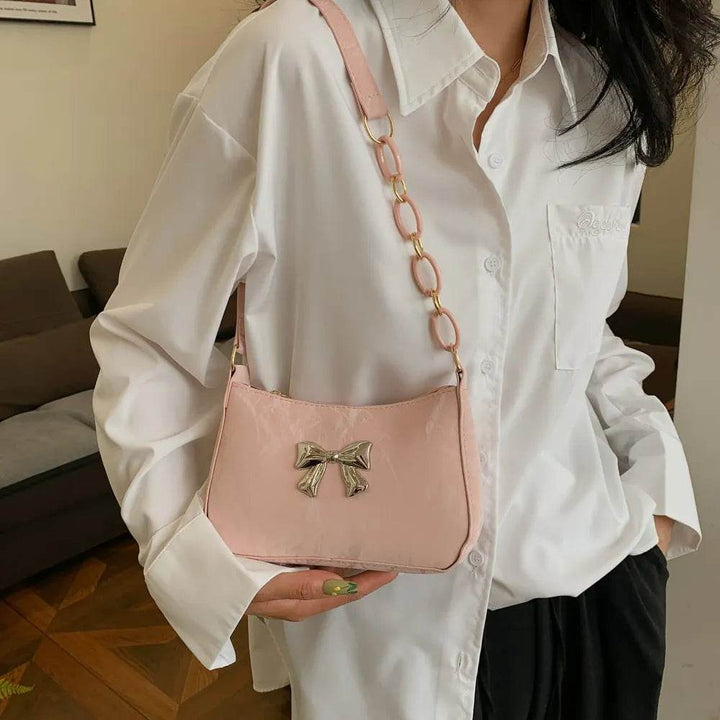 Bow PU Leather Chain Women's Shoulder Bag - Faithacle