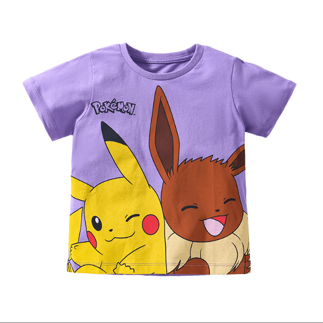 Pokemon purple - Knitted Wear Cartoon Cute Cotton Children T shirt - Faithacle