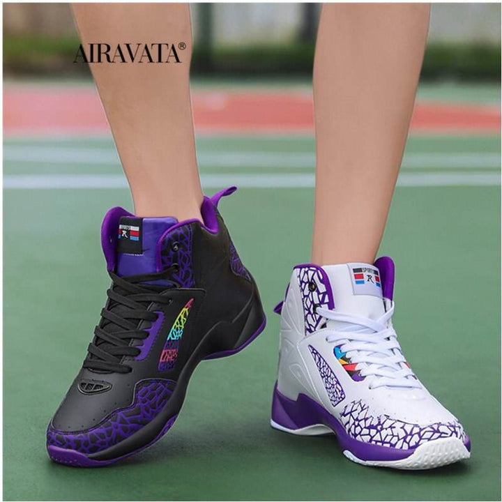 Fashion Leather Basketball Shoes Men Comfortable Casual Sports Trainers Non-slip Wear-resisitant - Faithacle