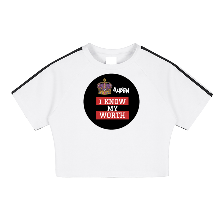 I Know My Worth - Women's White Taped Cooling Crop Top