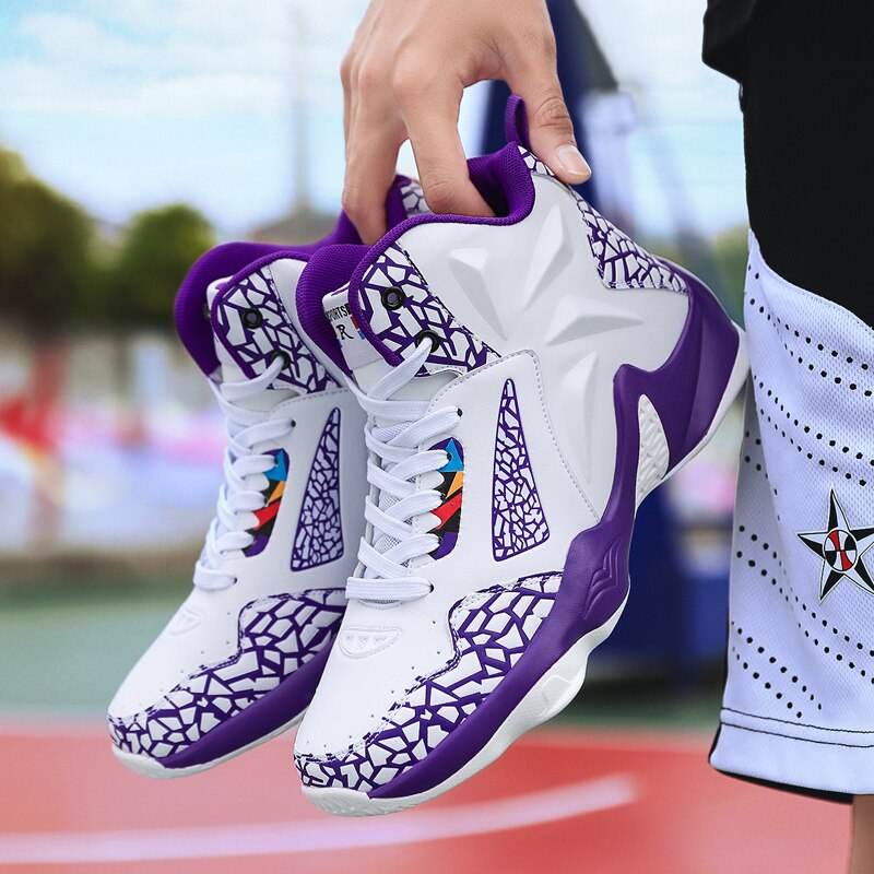Fashion Leather Basketball Shoes Men Comfortable Casual Sports Trainers Non-slip Wear-resisitant - Faithacle