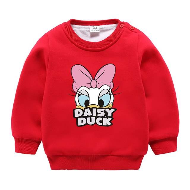 Jargazol Baby Girl Clothes Autumn Winter Fleece Sweatshirt Cartoon Duck Printed Todder Boy Tops Children Cotton Kids Shirt - Faithacle