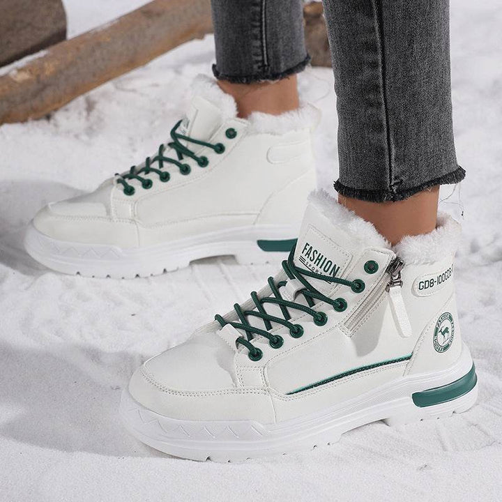 Women's Winter Leather Fleece Lined Warm Cotton Shoes Casual Outdoor Snow Boots - Faithacle