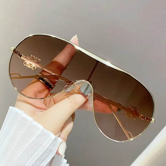 Metal one-piece sunglasses, one-piece large-frame sports goggles, cycling windproof sunglasses, men's and women's advanced sense - Faithacle