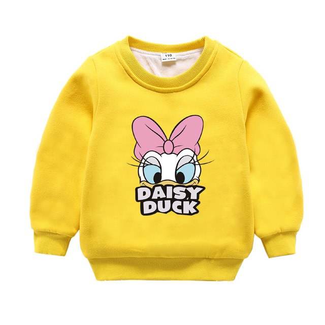 Jargazol Baby Girl Clothes Autumn Winter Fleece Sweatshirt Cartoon Duck Printed Todder Boy Tops Children Cotton Kids Shirt - Faithacle