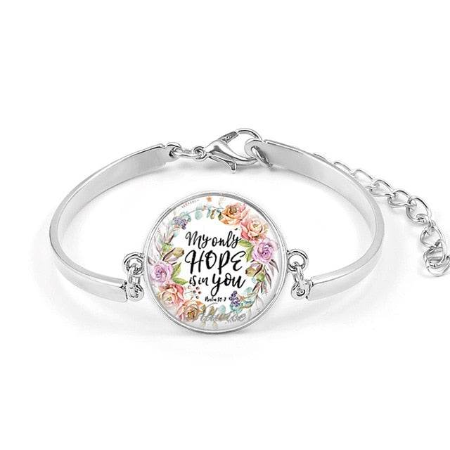 Handmade Bible Verse Bracelet Art Glass Dome Charms Bracelet Scripture Quote Jewelry Christian Party Favor Gifts - Faithacle