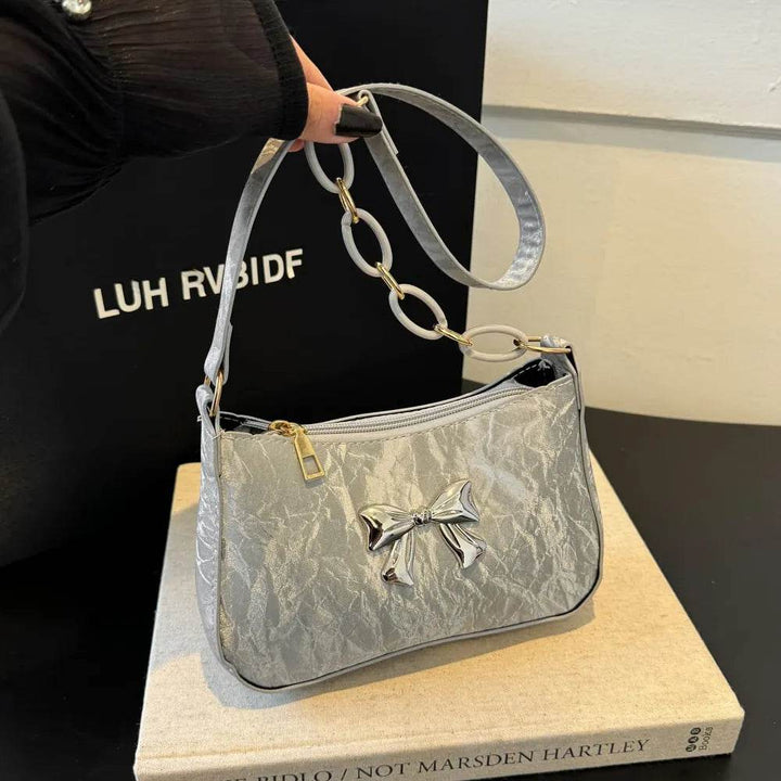 Bow PU Leather Chain Women's Shoulder Bag - Faithacle