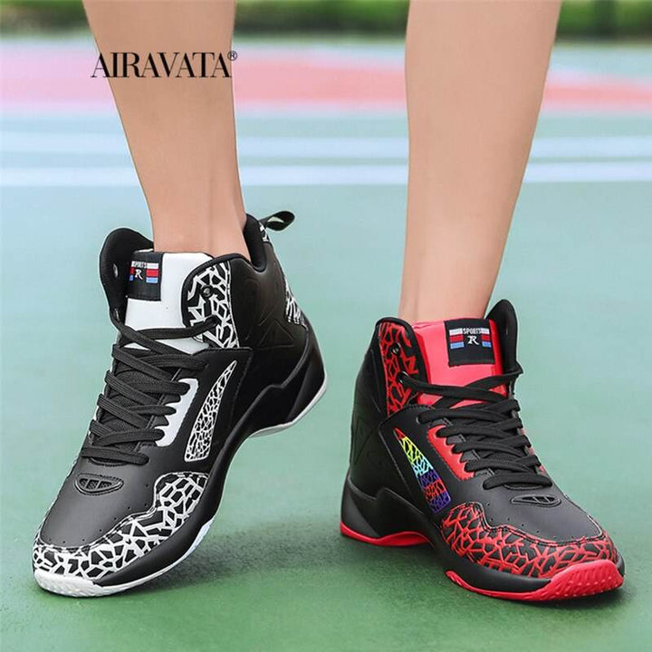 Fashion Leather Basketball Shoes Men Comfortable Casual Sports Trainers Non-slip Wear-resisitant - Faithacle