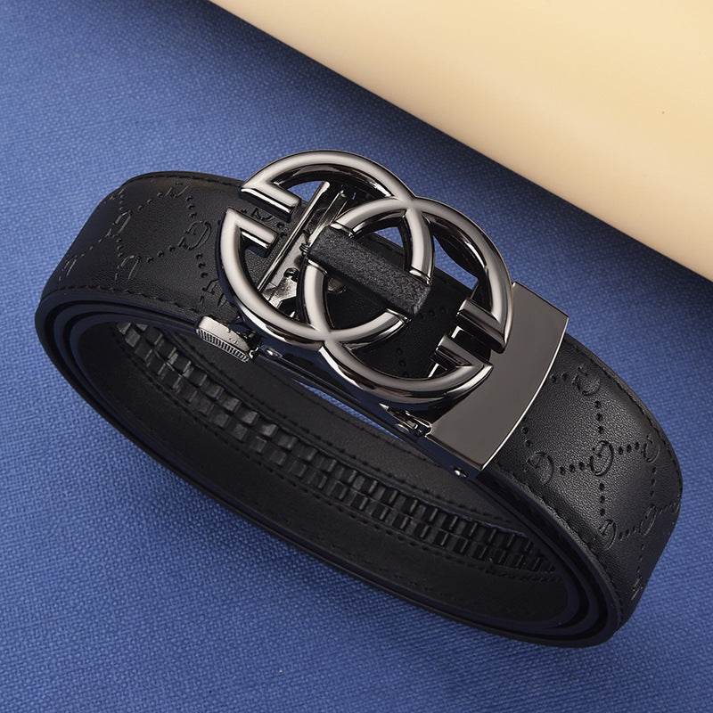 Men's Genuine Leather Alloy Automatic Buckle Versatile Korean Business Casual Fashion Belt - Faithacle