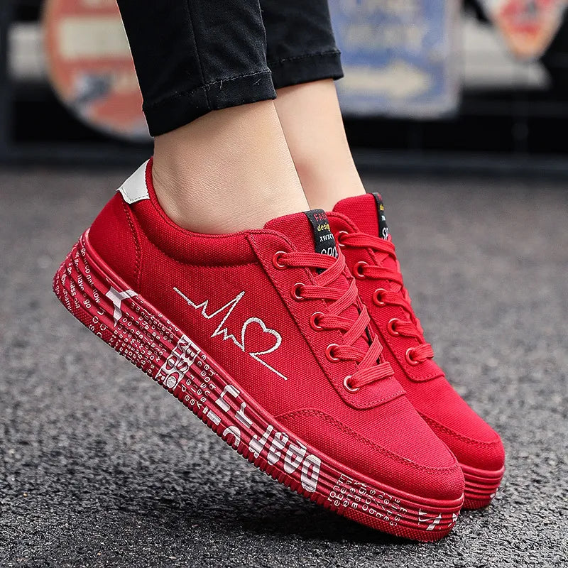 Hearts Round Toe Lace Up - Womens Platform Sneakers