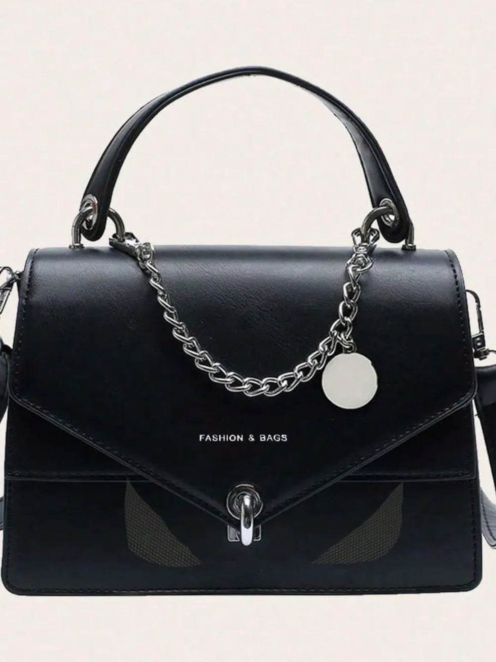 Chain PU Leather Detachable Shoulder Strap Handbag - Faithacle