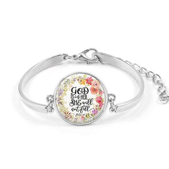 Handmade Bible Verse Bracelet Art Glass Dome Charms Bracelet Scripture Quote Jewelry Christian Party Favor Gifts - Faithacle