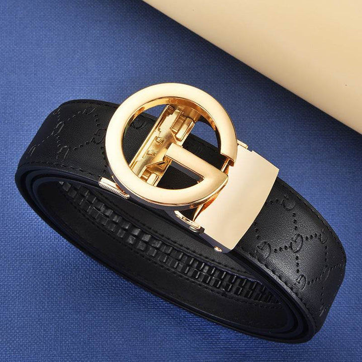 Men's Genuine Leather Alloy Automatic Buckle Versatile Korean Business Casual Fashion Belt - Faithacle