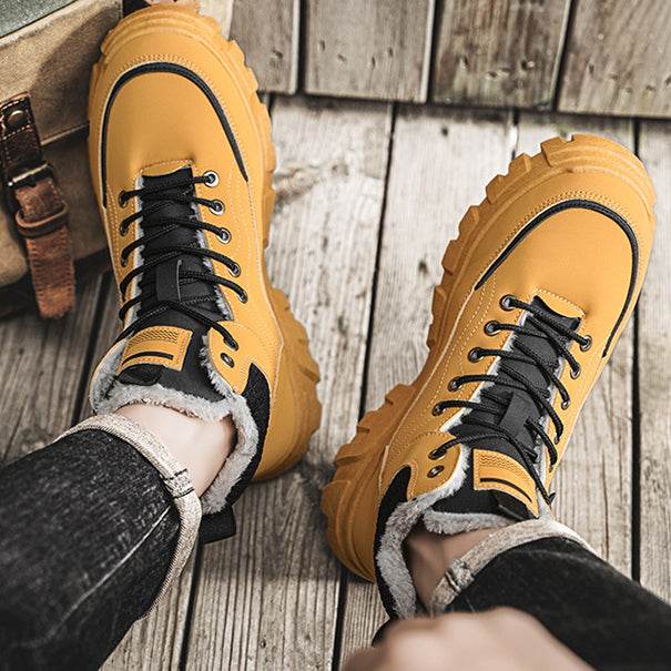 Men's winter suede high top Martin boots men's workwear shoes trendy and versatile thick sole - Faithacle