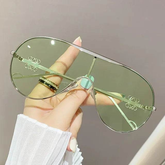 Metal one-piece sunglasses, one-piece large-frame sports goggles, cycling windproof sunglasses, men's and women's advanced sense - Faithacle