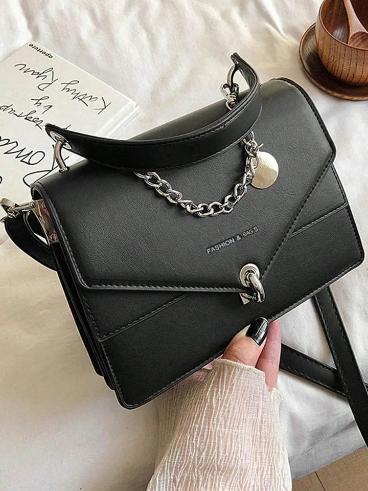 Chain PU Leather Detachable Shoulder Strap Handbag - Faithacle