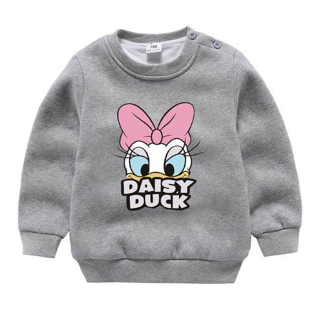 Jargazol Baby Girl Clothes Autumn Winter Fleece Sweatshirt Cartoon Duck Printed Todder Boy Tops Children Cotton Kids Shirt - Faithacle