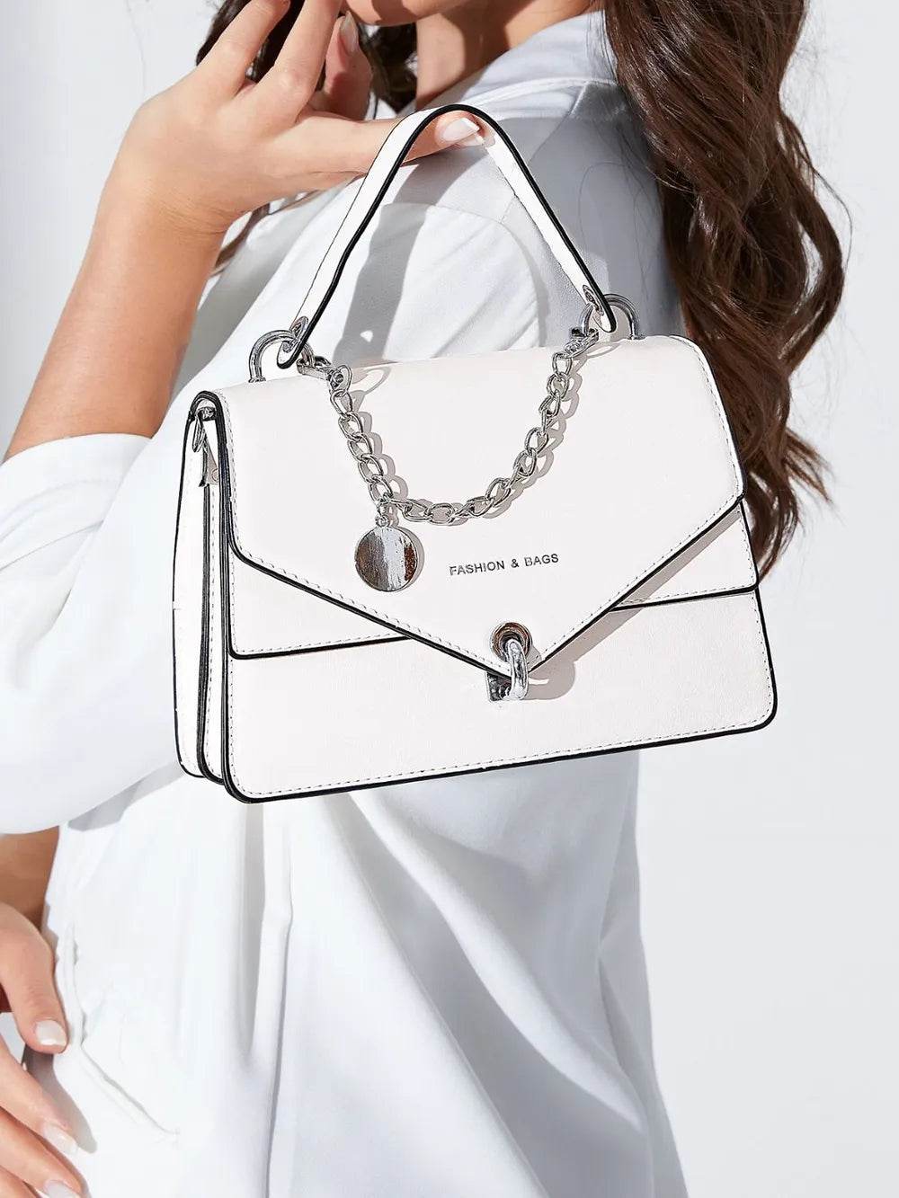 Chain PU Leather Detachable Shoulder Strap Handbag - Faithacle