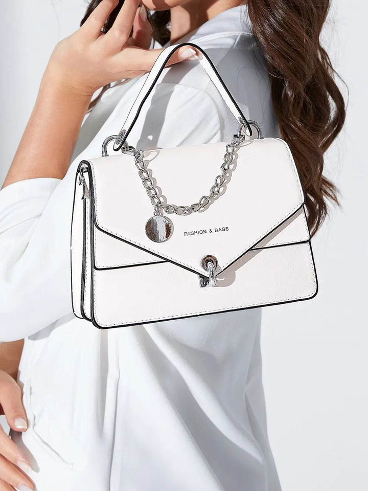 Chain PU Leather Detachable Shoulder Strap Handbag - Faithacle