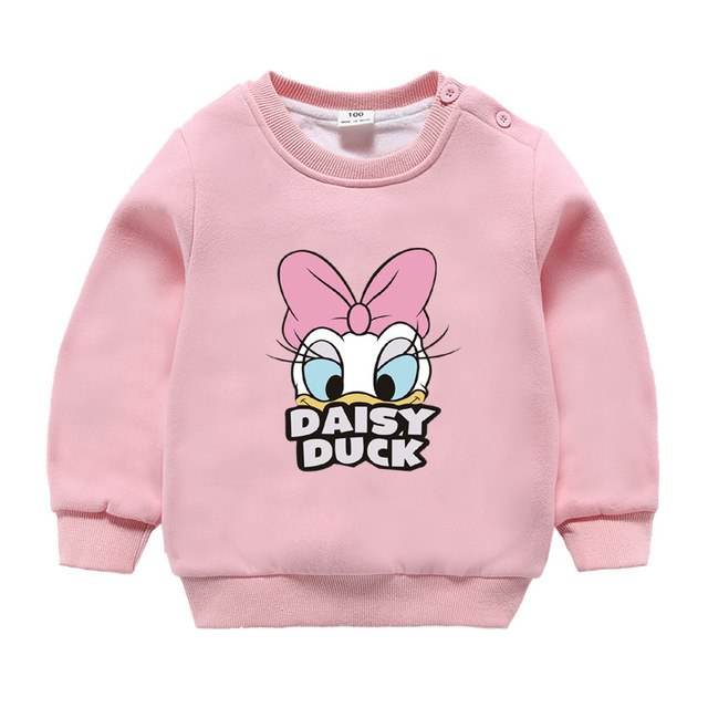 Jargazol Baby Girl Clothes Autumn Winter Fleece Sweatshirt Cartoon Duck Printed Todder Boy Tops Children Cotton Kids Shirt - Faithacle