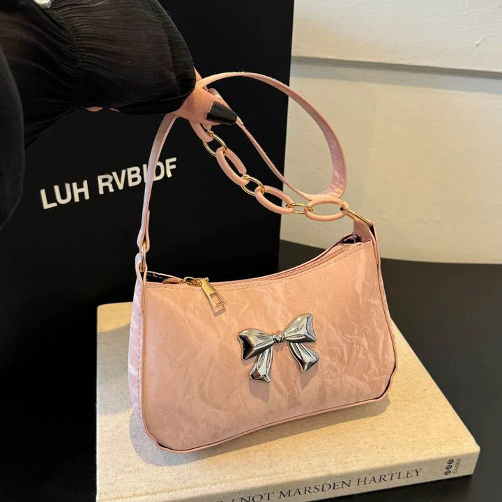 Bow PU Leather Chain Women's Shoulder Bag - Faithacle