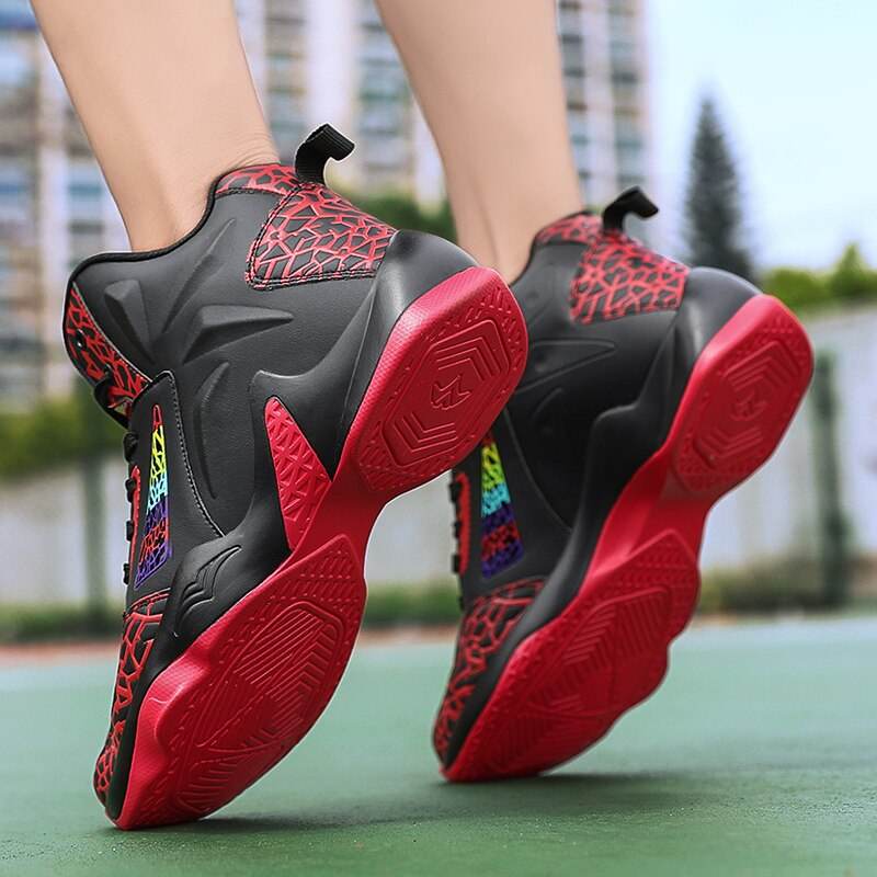 Fashion Leather Basketball Shoes Men Comfortable Casual Sports Trainers Non-slip Wear-resisitant - Faithacle