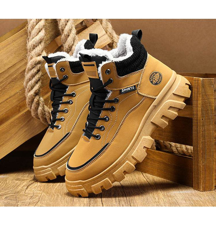 Men's winter suede high top Martin boots men's workwear shoes trendy and versatile thick sole - Faithacle