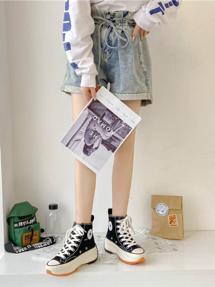 Canvas Shoes Women High Top Sneakers - Faithacle