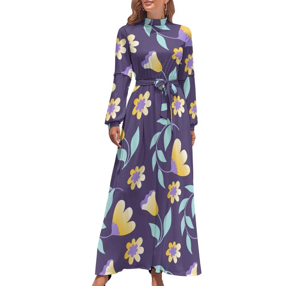 Women's purple floral Long dress - Faithacle