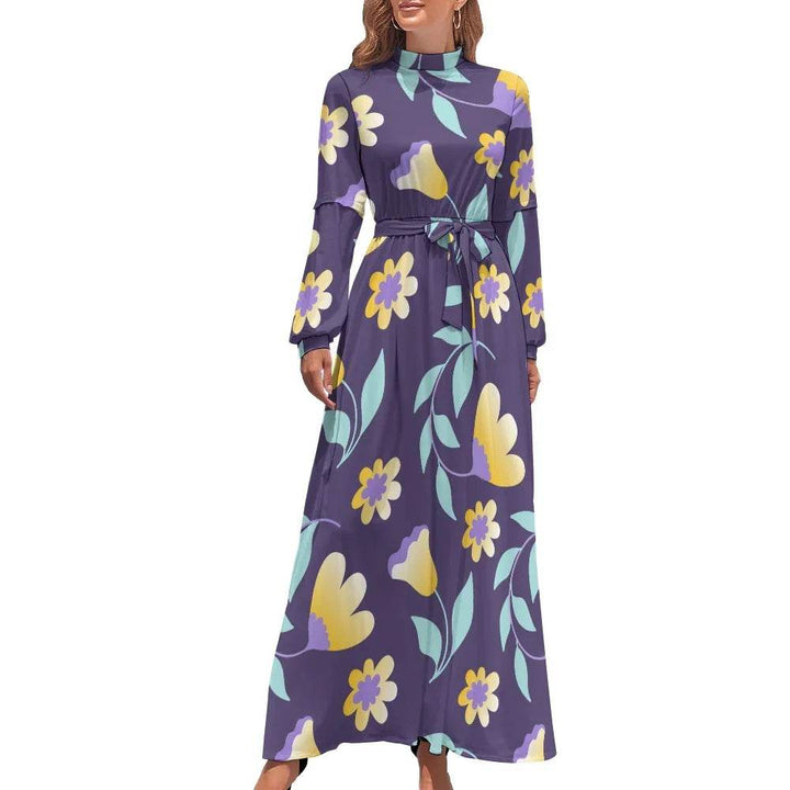 Women's purple floral Long dress - Faithacle