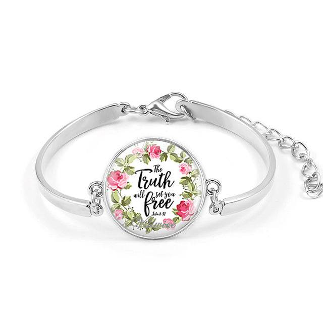 Handmade Bible Verse Bracelet Art Glass Dome Charms Bracelet Scripture Quote Jewelry Christian Party Favor Gifts - Faithacle