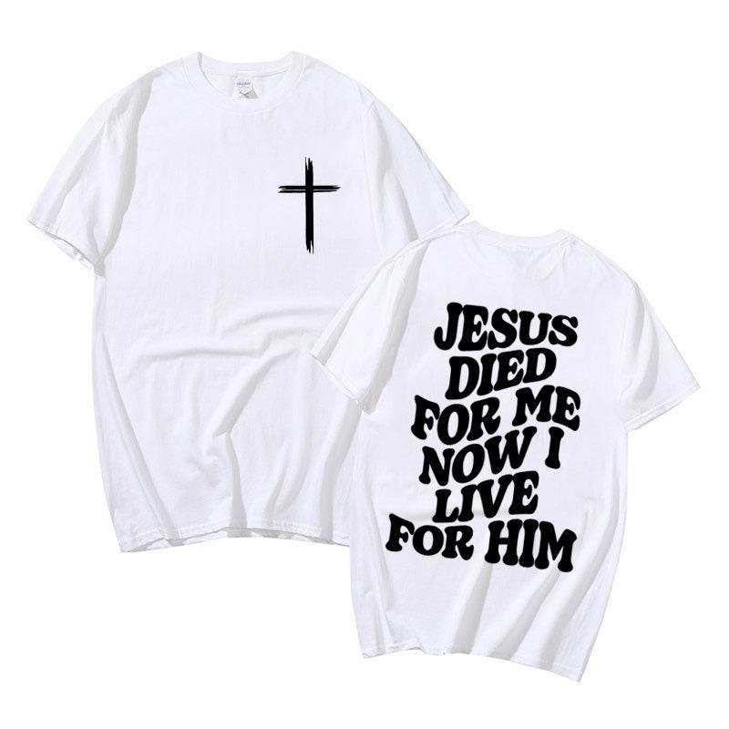 Men's Aesthetic Christian T Shirt Bible Verse Letters Print - Faithacle
