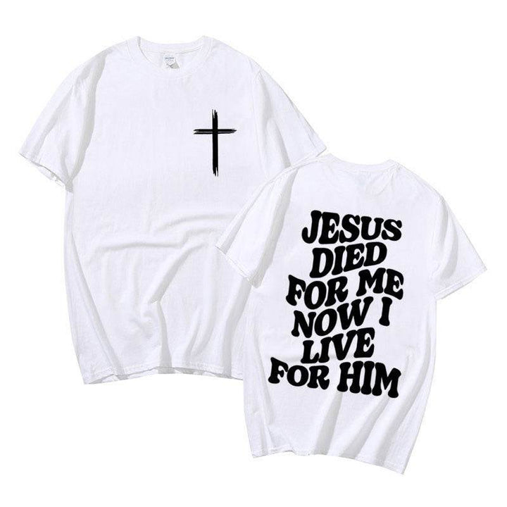 Men's Aesthetic Christian T Shirt Bible Verse Letters Print - Faithacle