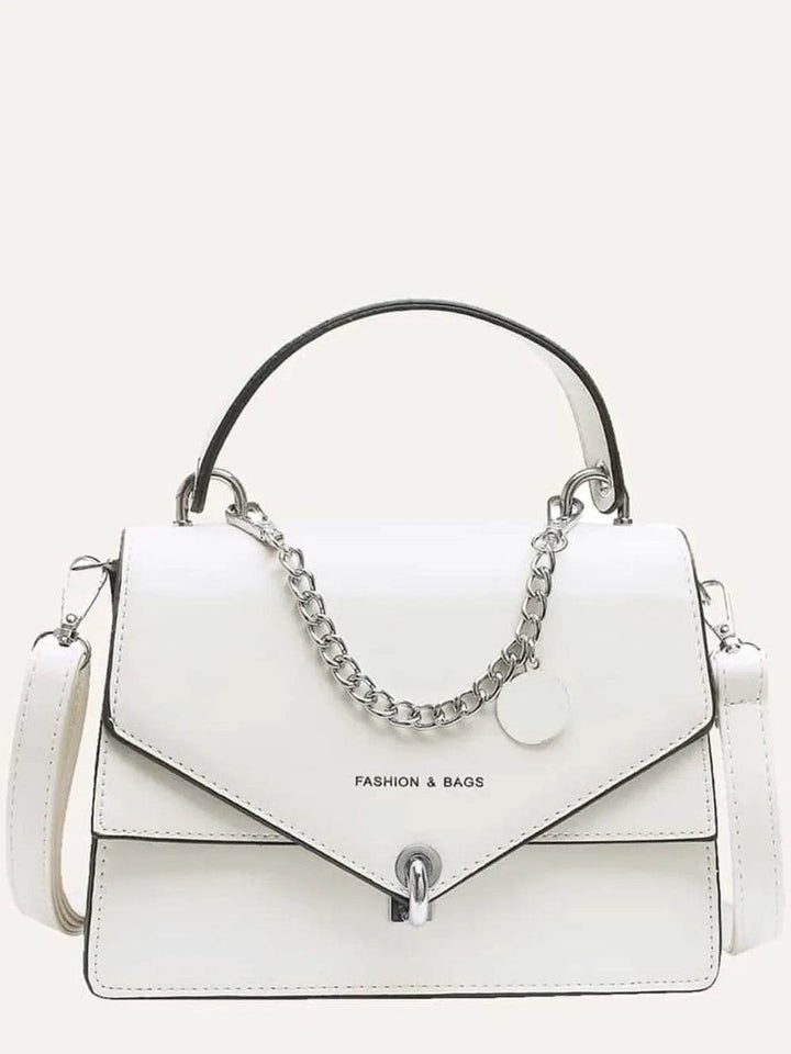 Chain PU Leather Detachable Shoulder Strap Handbag - Faithacle