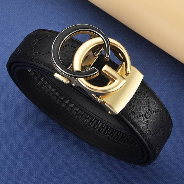 Men's Genuine Leather Alloy Automatic Buckle Versatile Korean Business Casual Fashion Belt - Faithacle