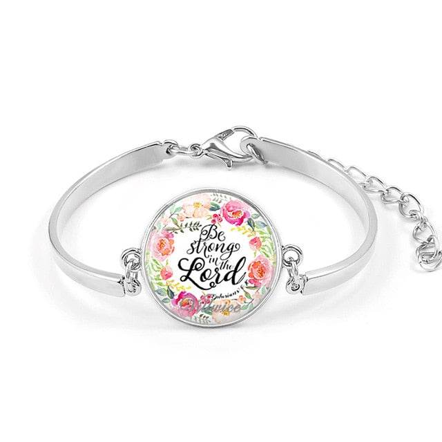Handmade Bible Verse Bracelet Art Glass Dome Charms Bracelet Scripture Quote Jewelry Christian Party Favor Gifts - Faithacle