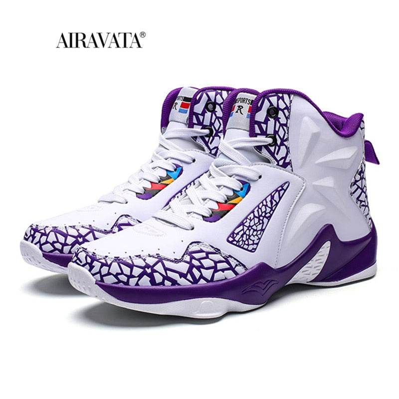 Fashion Leather Basketball Shoes Men Comfortable Casual Sports Trainers Non-slip Wear-resisitant - Faithacle