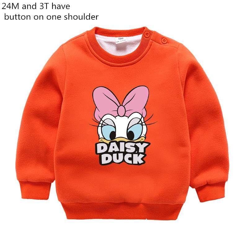 Jargazol Baby Girl Clothes Autumn Winter Fleece Sweatshirt Cartoon Duck Printed Todder Boy Tops Children Cotton Kids Shirt - Faithacle
