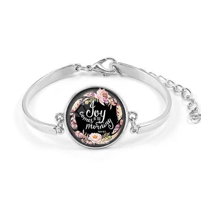 Handmade Bible Verse Bracelet Art Glass Dome Charms Bracelet Scripture Quote Jewelry Christian Party Favor Gifts - Faithacle