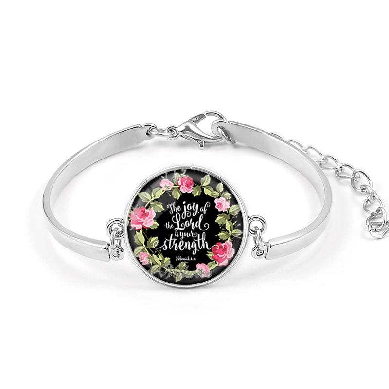 Handmade Bible Verse Bracelet Art Glass Dome Charms Bracelet Scripture Quote Jewelry Christian Party Favor Gifts - Faithacle