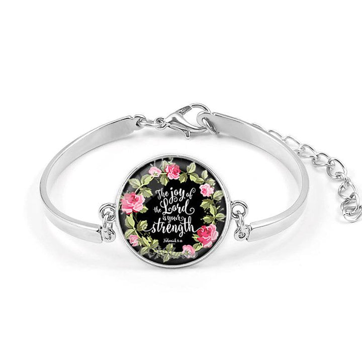 Handmade Bible Verse Bracelet Art Glass Dome Charms Bracelet Scripture Quote Jewelry Christian Party Favor Gifts - Faithacle