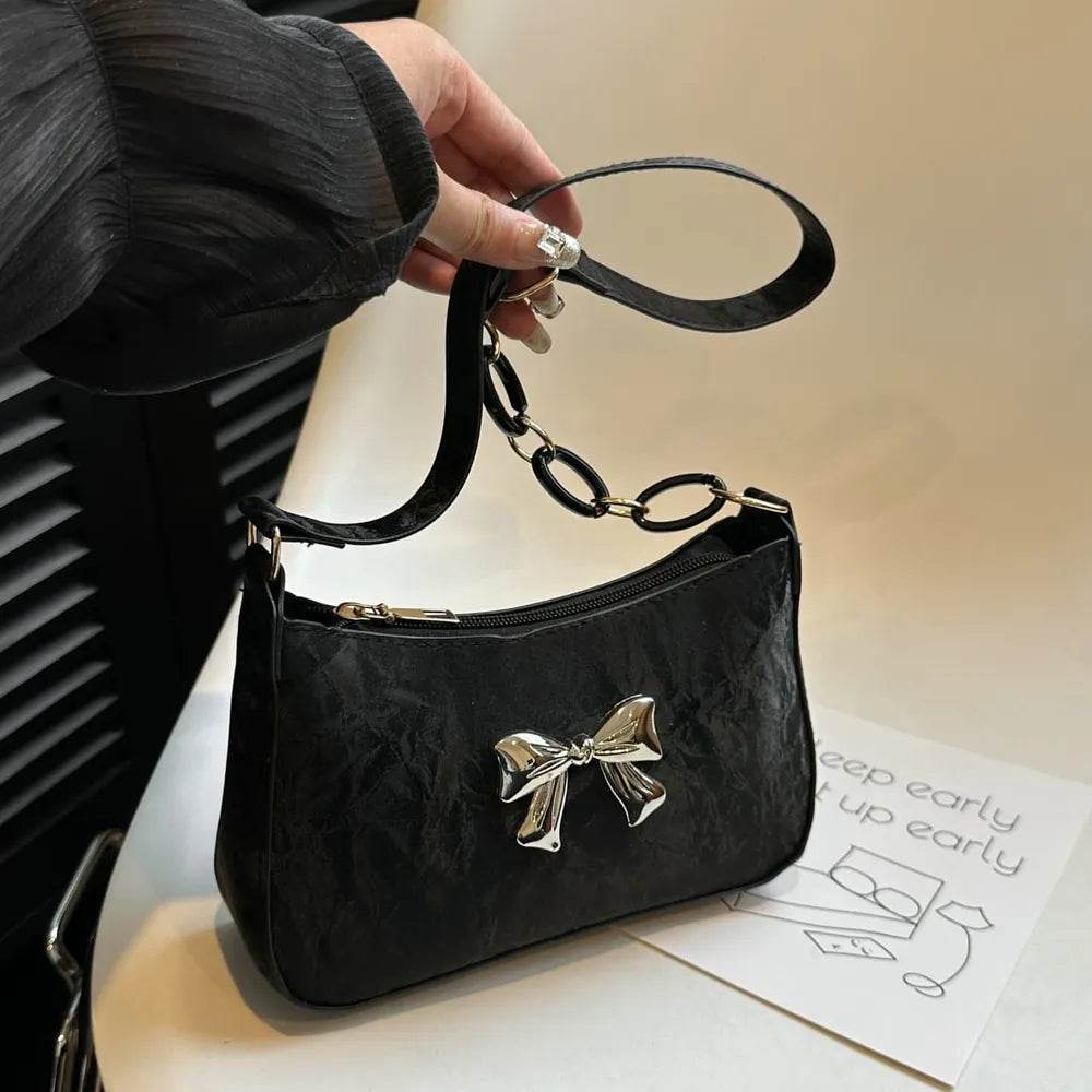 Bow PU Leather Chain Women's Shoulder Bag - Faithacle