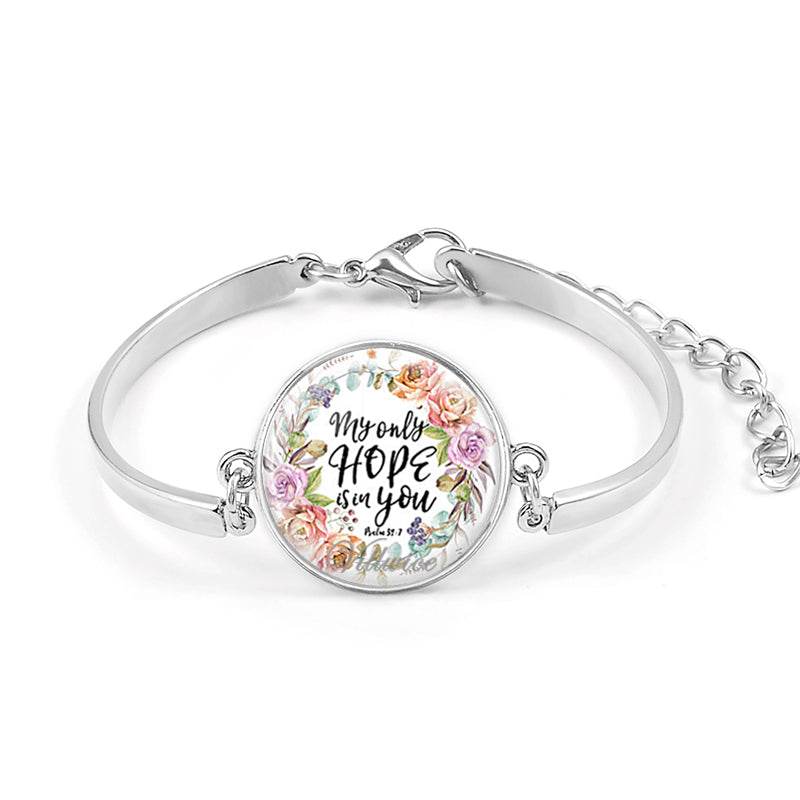 Handmade Bible Verse Bracelet Art Glass Dome Charms Bracelet Scripture Quote Jewelry Christian Party Favor Gifts - Faithacle
